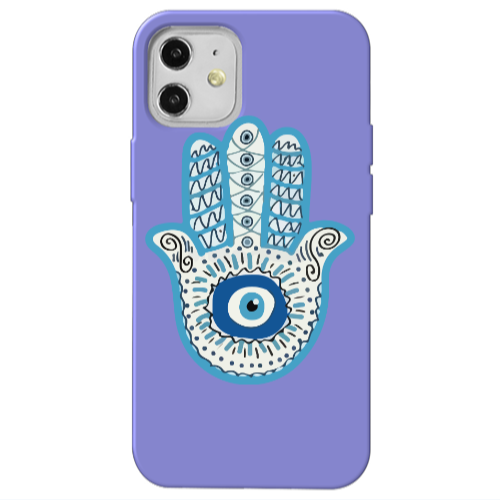 Apple iPhone 12 Evil eye bead in hand Purple Colored Silicone TPU Θήκη