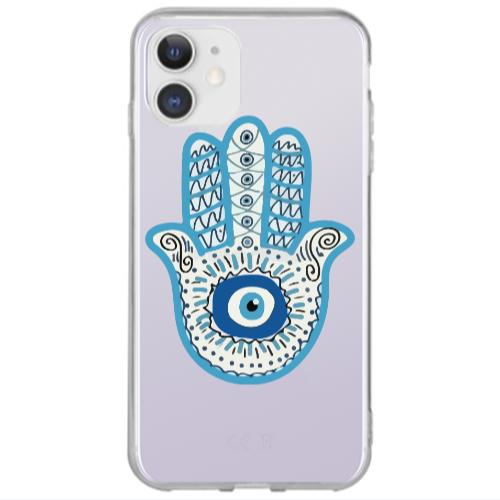 Apple iPhone 12 Evil eye bead in hand Transparent Silicone TPU Θήκη