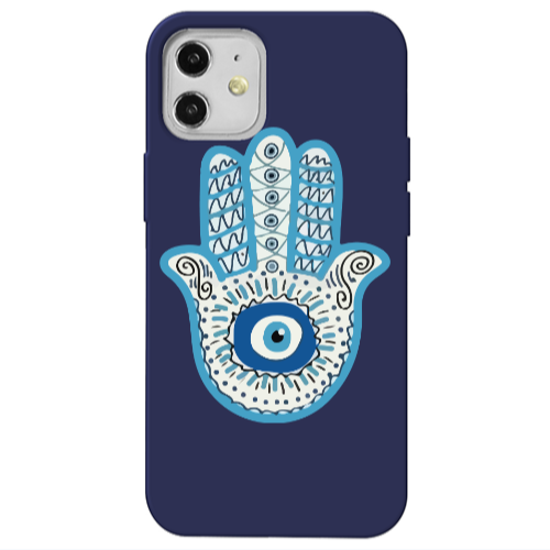 Apple iPhone 12 Evil eye bead in hand Dark blue Colored Silicone TPU Θήκη