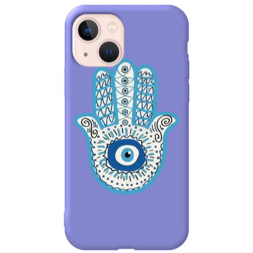 Apple iPhone 13 Evil eye bead in hand Purple Colored Silicone TPU Θήκη