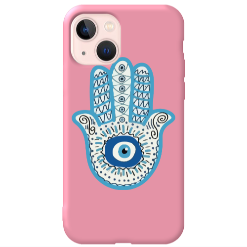 Apple iPhone 13 Evil eye bead in hand Pink Colored Silicone TPU Θήκη