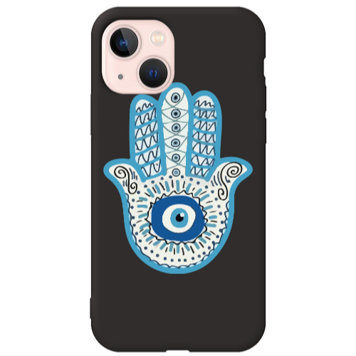 Apple iPhone 13 Evil eye bead in hand Black Colored Silicone TPU Θήκη