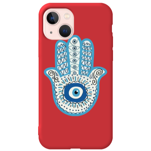 Apple iPhone 13 Evil eye bead in hand Red Colored Silicone TPU Θήκη