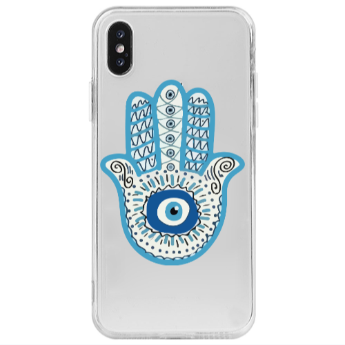 Apple iPhone X Evil eye bead in hand Transparent Silicone TPU Θήκη