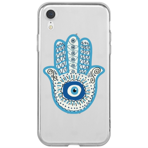 Apple iPhone Xr Evil eye bead in hand Transparent Silicone TPU Θήκη