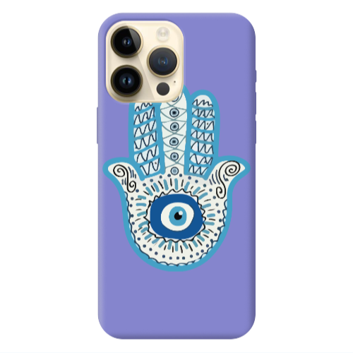 Apple iPhone 13 Pro Max Evil eye bead in hand Purple Colored Silicone TPU Θήκη