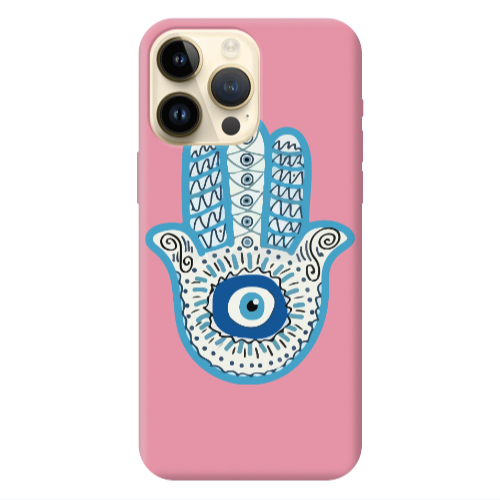 Apple iPhone 13 Pro Max Evil eye bead in hand Pink Colored Silicone TPU Θήκη