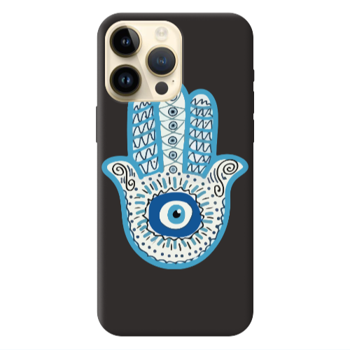 Apple iPhone 13 Pro Max Evil eye bead in hand Black Colored Silicone TPU Θήκη