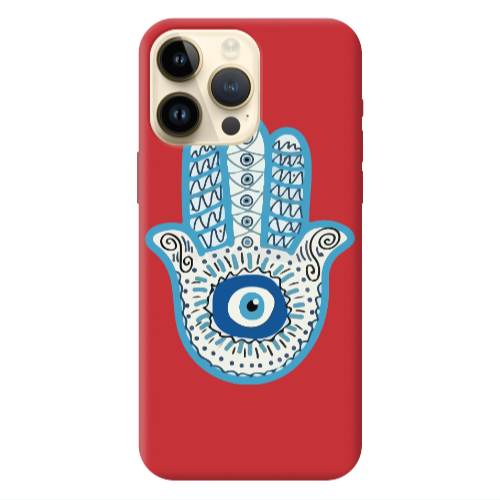 Apple iPhone 13 Pro Max Evil eye bead in hand Red Colored Silicone TPU Θήκη