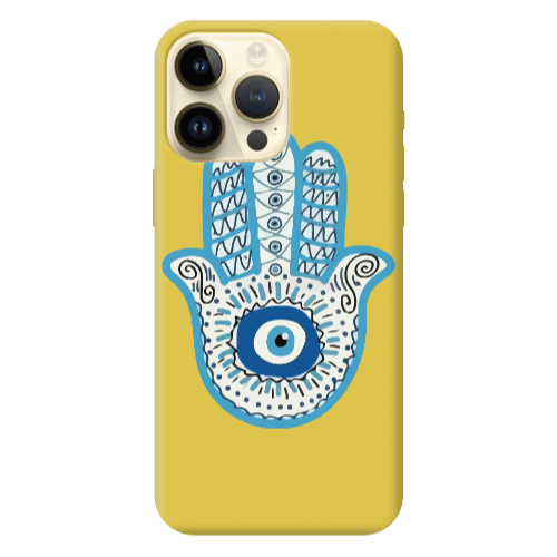 Apple iPhone 13 Pro Max Evil eye bead in hand Yellow Colored Silicone TPU Θήκη
