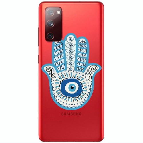 Samsung S20 FE Evil eye bead in hand Transparent Silicone TPU Θήκη