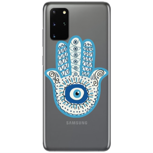 Samsung S20 Plus Evil eye bead in hand Transparent Silicone TPU Θήκη