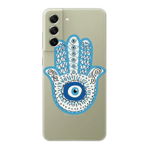 Samsung S22 Plus Evil eye bead in hand Transparent Silicone TPU Θήκη