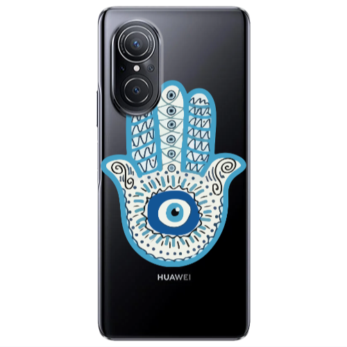 Huawei Nova 9 SE Evil eye bead in hand Transparent Silicone TPU Θήκη