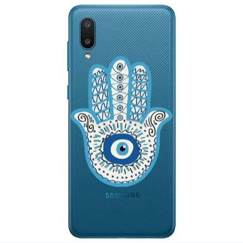 Samsung A02 Evil eye bead in hand Transparent Silicone TPU Θήκη