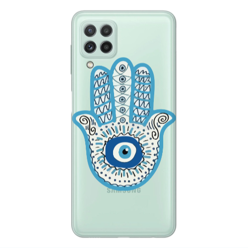 Samsung A22 4G Evil eye bead in hand Transparent Silicone TPU Θήκη