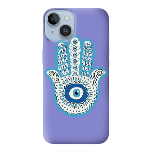 Apple iPhone 14  Evil eye bead in hand Purple Colored Silicone TPU Θήκη