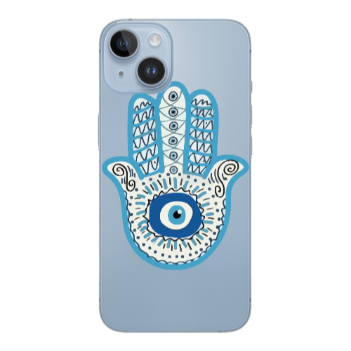 Apple iPhone 14  Evil eye bead in hand Transparent Silicone TPU Θήκη
