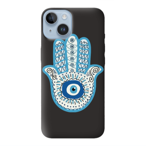 Apple iPhone 14  Evil eye bead in hand Black Colored Silicone TPU Θήκη