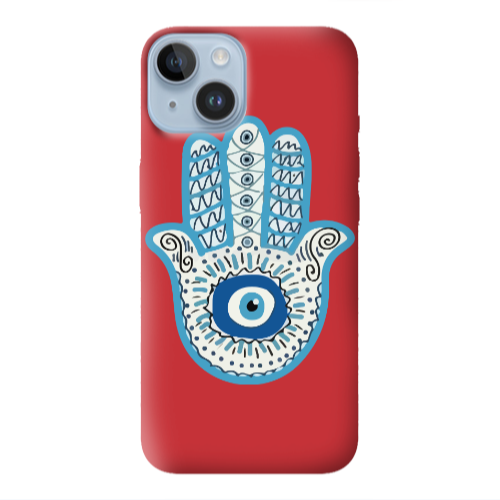 Apple iPhone 14 Plus Evil eye bead in hand Red Colored Silicone TPU Θήκη