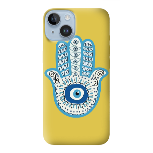 Apple iPhone 14 Plus Evil eye bead in hand Yellow Colored Silicone TPU Θήκη