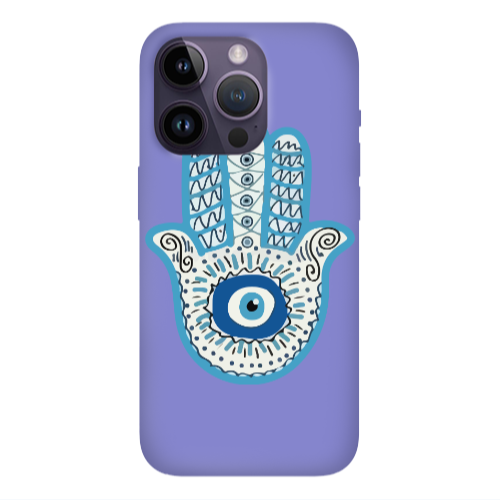 Apple iPhone 14 Pro  Evil eye bead in hand Purple Colored Silicone TPU Θήκη