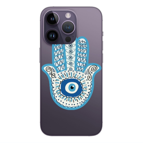 Apple iPhone 14 Pro  Evil eye bead in hand Transparent Silicone TPU Θήκη