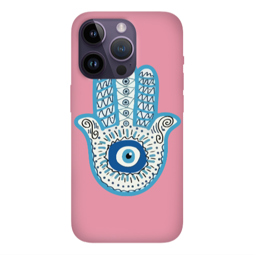 Apple iPhone 14 Pro  Evil eye bead in hand Pink Colored Silicone TPU Θήκη