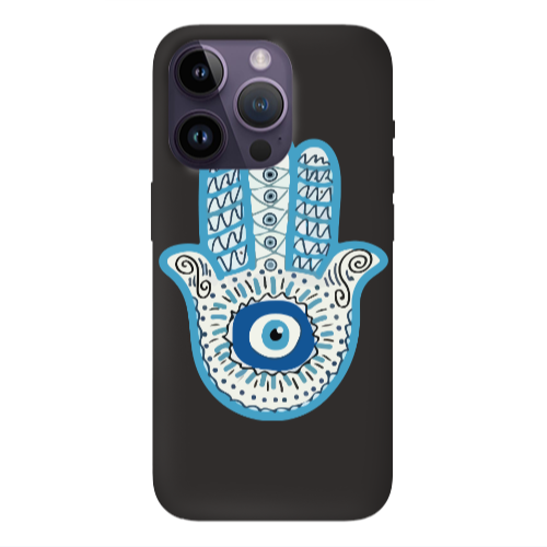 Apple iPhone 14 Pro  Evil eye bead in hand Black Colored Silicone TPU Θήκη
