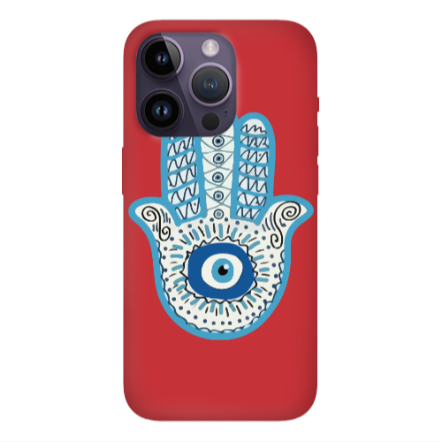 Apple iPhone 14 Pro Max Evil eye bead in hand Red Colored Silicone TPU Θήκη