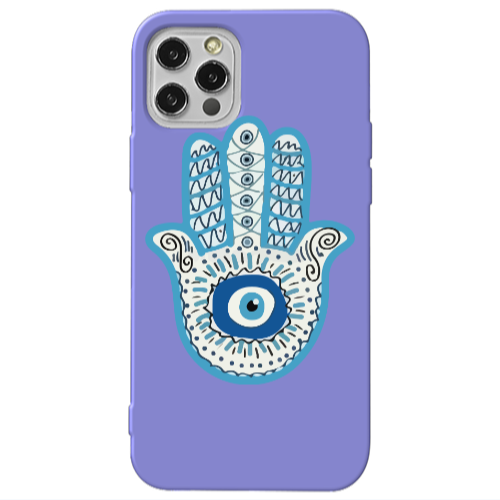 Apple iPhone 13 Pro Evil eye bead in hand Purple Colored Silicone TPU Θήκη