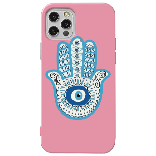 Apple iPhone 13 Pro Evil eye bead in hand Pink Colored Silicone TPU Θήκη