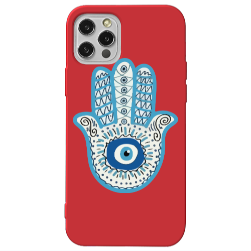 Apple iPhone 13 Pro Evil eye bead in hand Red Colored Silicone TPU Θήκη