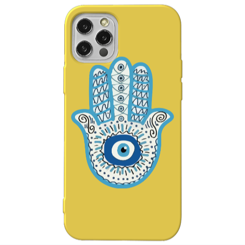 Apple iPhone 13 Pro Evil eye bead in hand Yellow Colored Silicone TPU Θήκη