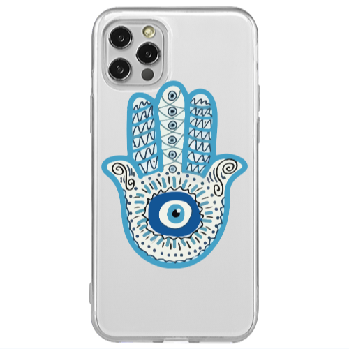 Apple iPhone 12 Pro Evil eye bead in hand Transparent Silicone TPU Θήκη