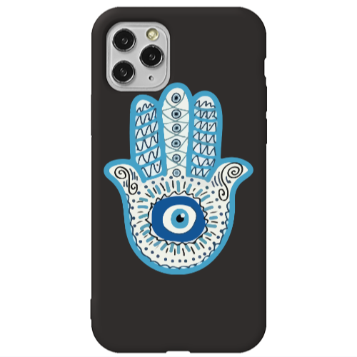 Apple iPhone 11 Pro Max Evil eye bead in hand Black Colored Silicone TPU Θήκη