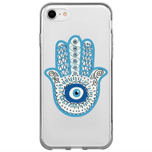 Apple iPhone 7 Evil eye bead in hand Transparent Silicone TPU Θήκη