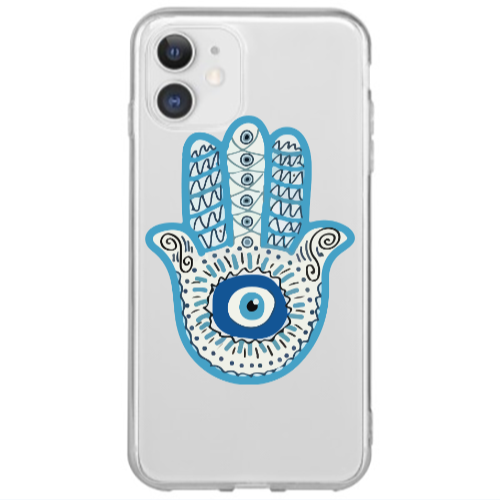Apple iPhone 12 Mini Evil eye bead in hand Transparent Silicone TPU Θήκη