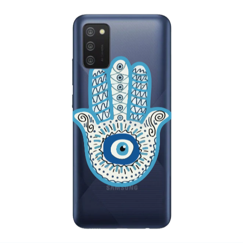 Samsung A03S Evil eye bead in hand Transparent Silicone TPU Θήκη