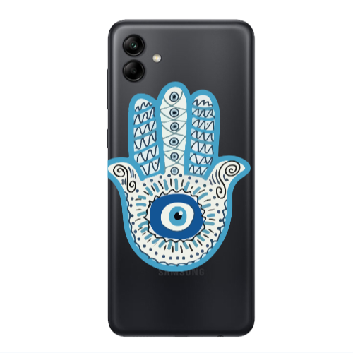 Samsung A04 Evil eye bead in hand Transparent Silicone TPU Θήκη