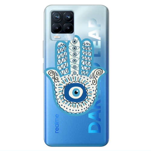 Realme 8 Pro Evil eye bead in hand Transparent Silicone TPU Θήκη