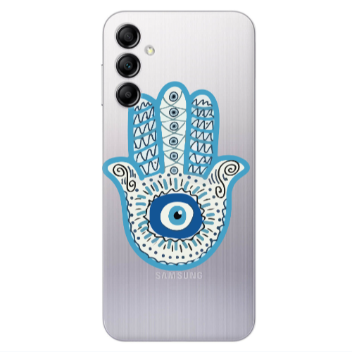 Samsung A14 5G Evil eye bead in hand Transparent Silicone TPU Θήκη