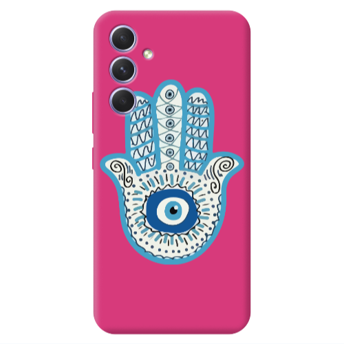 Samsung A54 Evil eye bead in hand Fuchsia Colored Silicone TPU Θήκη