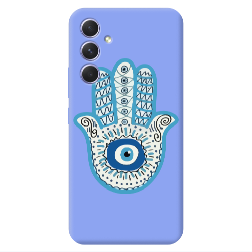 Samsung A54 Evil eye bead in hand Light Purple Colored Silicone TPU Θήκη