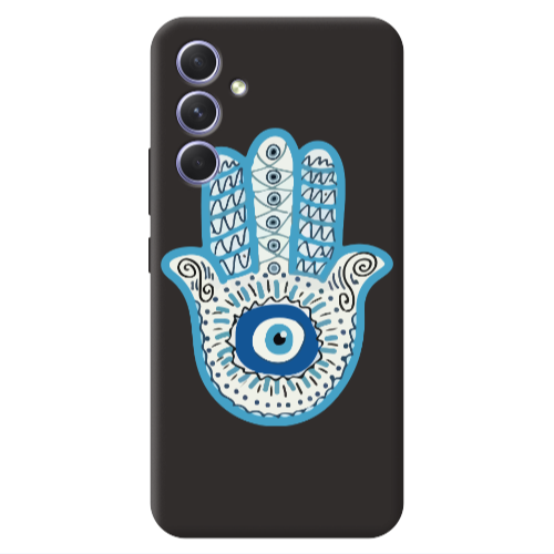 Samsung A54 Evil eye bead in hand Black Colored Silicone TPU Θήκη