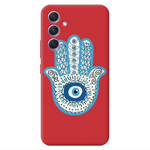 Samsung A54 Evil eye bead in hand Red Colored Silicone TPU Θήκη