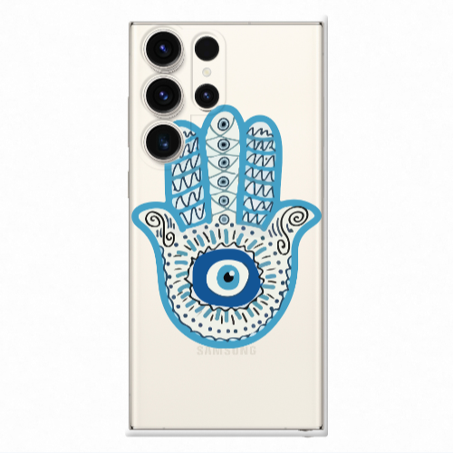 Samsung S23 Ultra Evil eye bead in hand Transparent Silicone TPU Θήκη