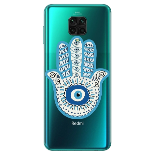 Xiaomi Redmi Note 9S Evil eye bead in hand Transparent Silicone TPU Θήκη