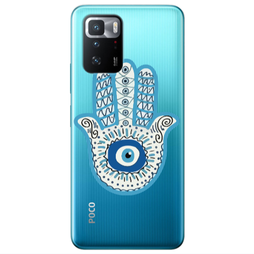 Xiaomi Poco X3 GT Evil eye bead in hand Transparent Silicone TPU Θήκη