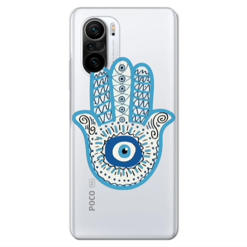 Xiaomi Poco F3 Evil eye bead in hand Transparent Silicone TPU Θήκη